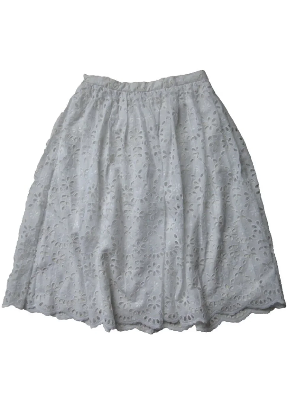 NWT J.Crew Full Midi in White Embroidered Eyelet A-line Skirt 4